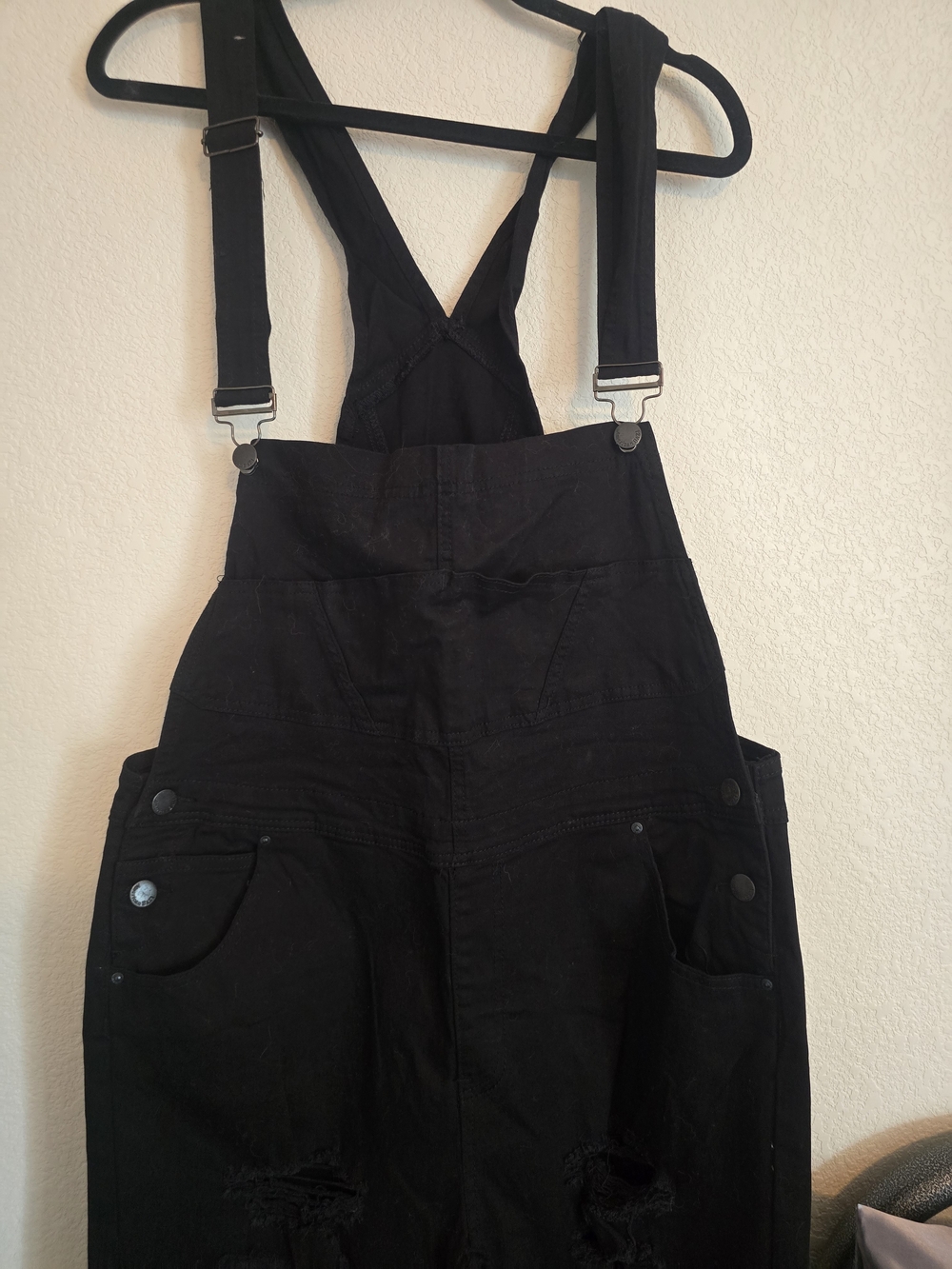 AMERICAN BAZZI Black Women's Distressed Denim Overalls 3X